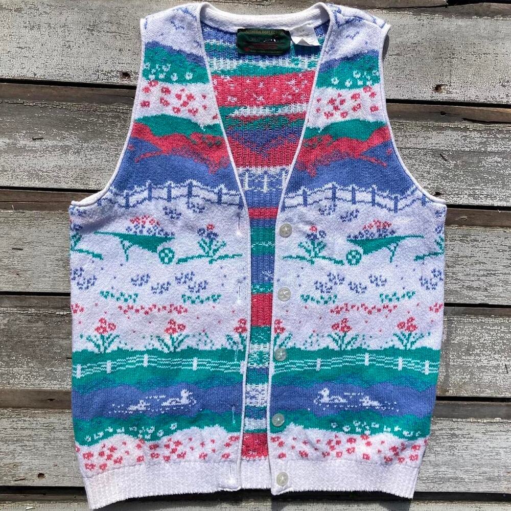 Vintage northern reflections cotton knit sweater vest SMALL